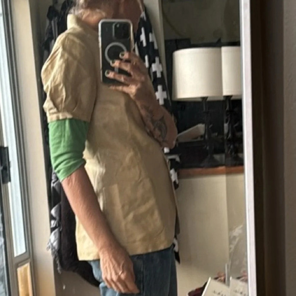 Vintage Guy Laroche Paris Cotton & silk blazer short sleeve cream size small - Picture 10 of 12